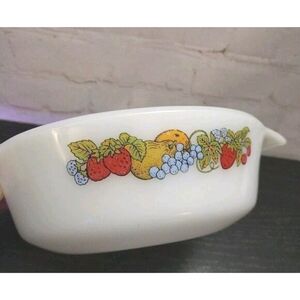 Vintage Fire King Anchor Hocking Fruit Harvest #436 Round Casserole Dish 1 Qt